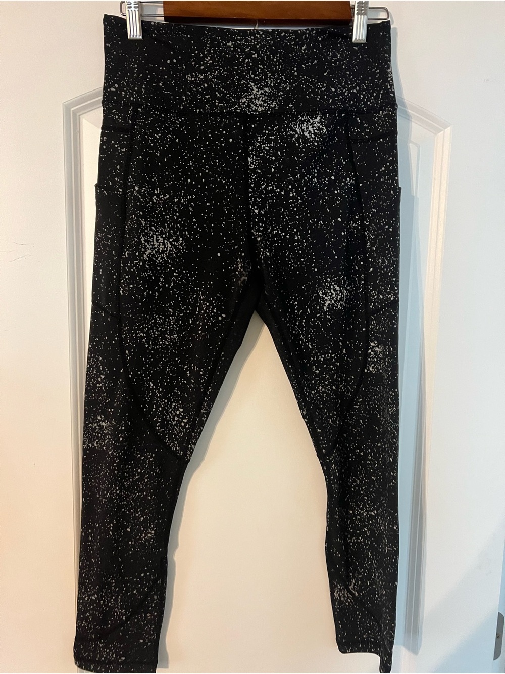 ZYIA Black Jogger Pants with White Speckle Print